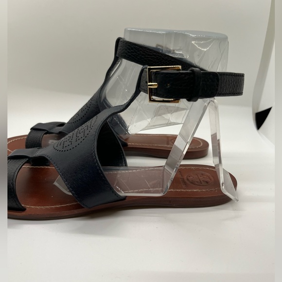 Tory Burch Perforated Logo Flat Sandal Black 7.5 - Picture 4 of 12